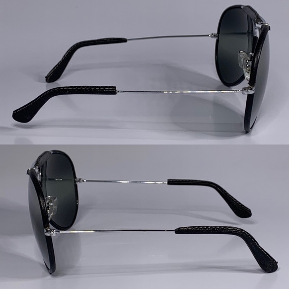 Vintage B&L Ray Ban 62mm Black Leather DGM Mirror Aviator Sunglasses - Picture 5 of 16